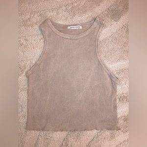 Caution to the Wind Khaki cropped tank